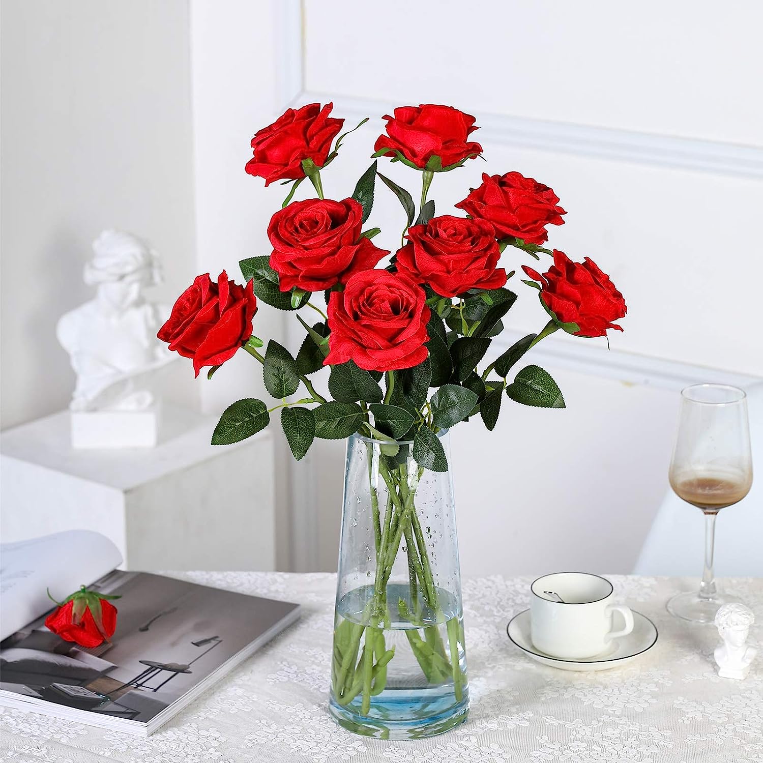 Florist Supply Bulk - 12 Pcs Artificial Red Roses Bouquet