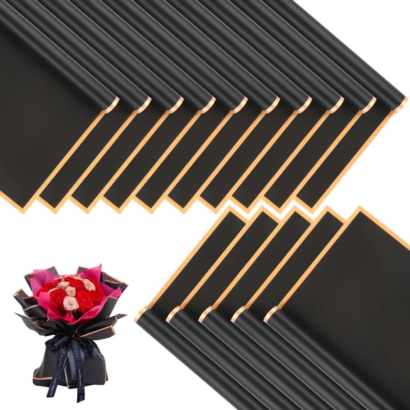 20 Sheets Black Flower Wrappin - Florist Flower Supply ulasan dan harga
